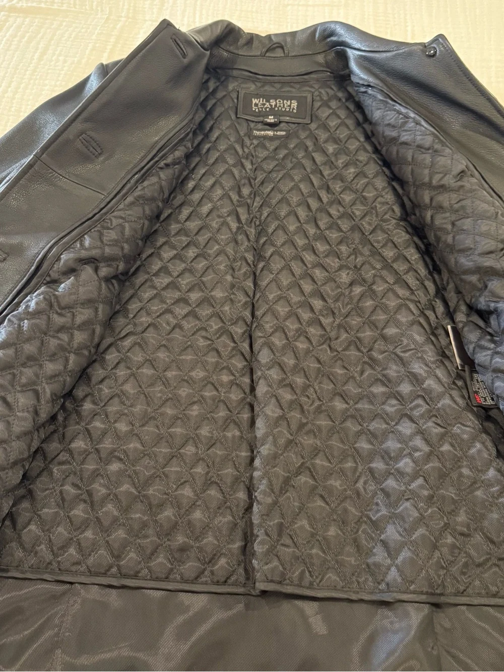 VINTAGE Wilsons Leather Pelle Studio Black Zip Jacket Thinsulate Lined Size Med